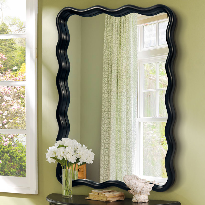 Castin Solid Wood Flat Wall Mirror, 30" x 20", Black