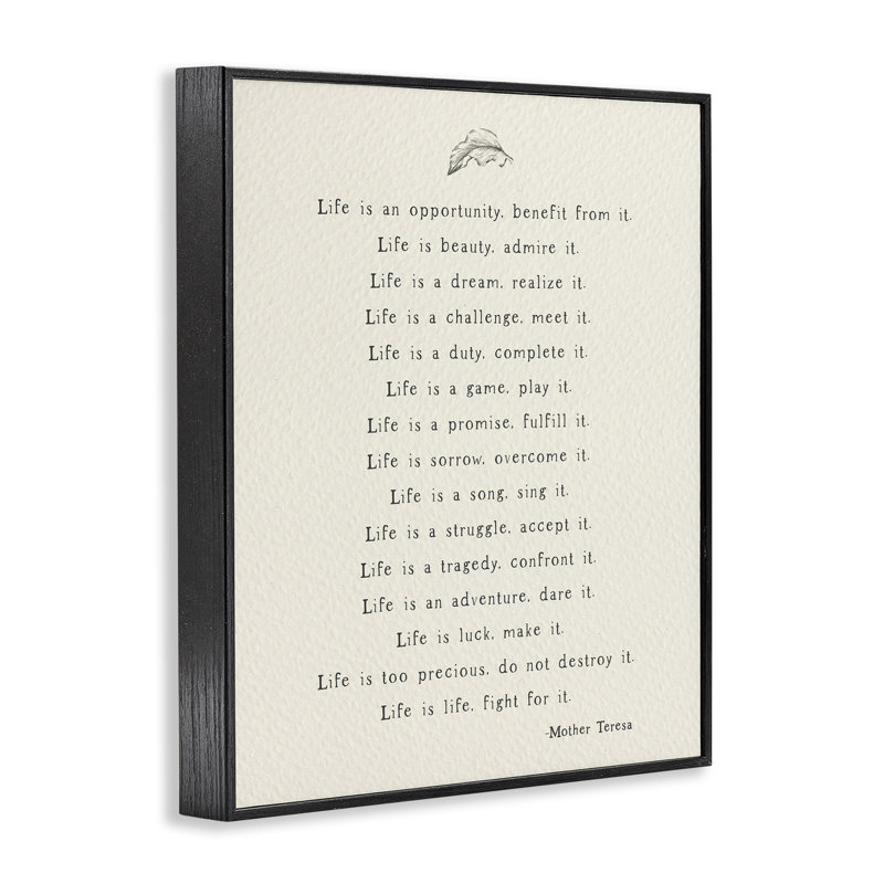 «Uplifting Inspirational Mother Theresa Life Quote Simple Botanical» par Amy Brinkman - impression, H 14 po x l 11 po