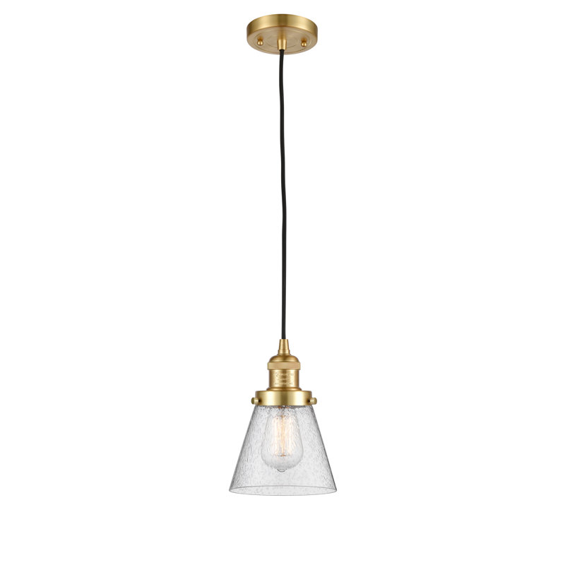 Hanlon 1 - Light Single Pendant, Brushed Satin Nickel, Matte White Cased, 3.5 Watt Vintage LED Bulb