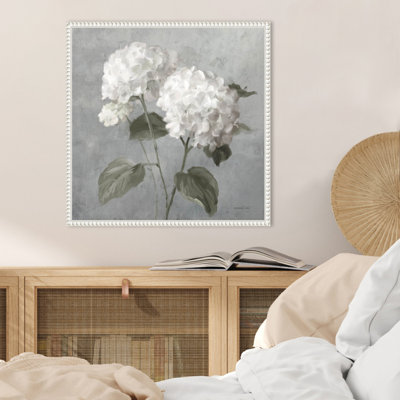 White Hydrangeas by Danhui Nai Framed Canvas Wall Art Print