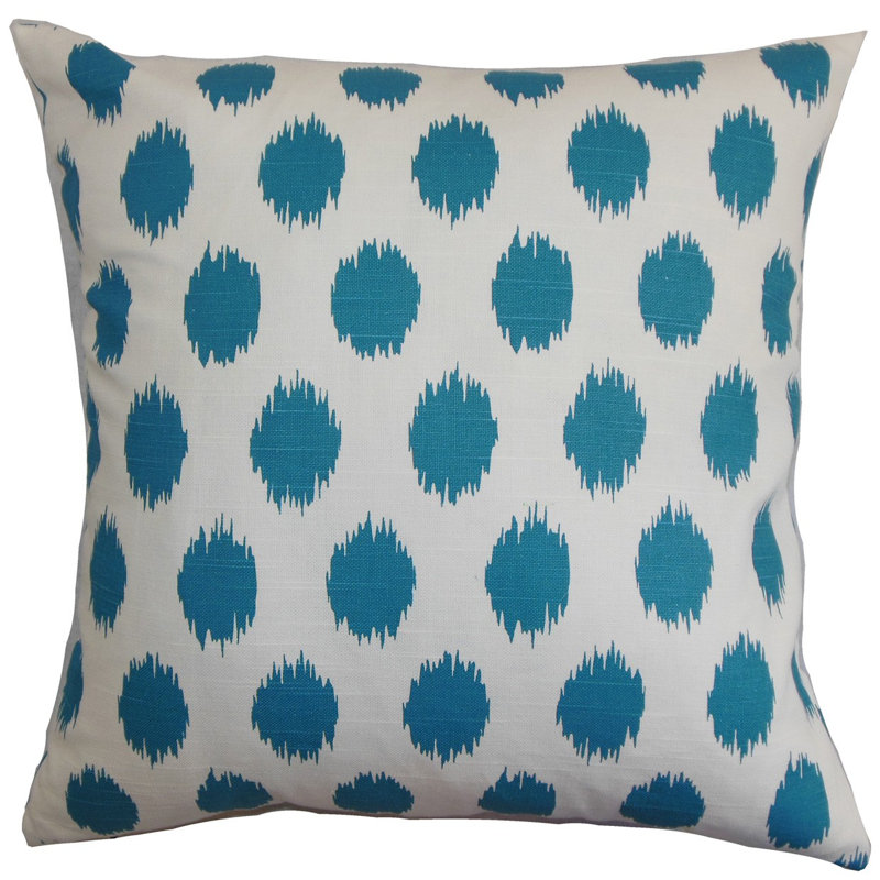 Coussin décoratif en coton, H 18 po x l 18 po, Bleu, Pas de bourre