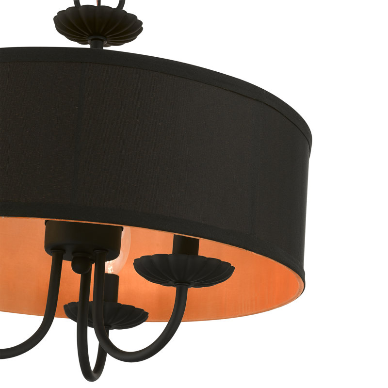 Lustre tambour à 3 lumières Lampert, Noir / Orange