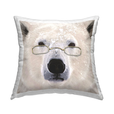 Conception de coussin décoratif en forme d'ours polaire enneigé par Karen Smith