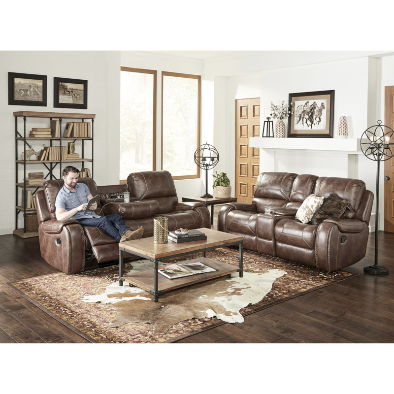 Fauteuil inclinable brun - porte-gobelets et coussins en mousse épais chauds avec console de rangement et porto, coussins, accoudoirs coussinés pour un repos confortable