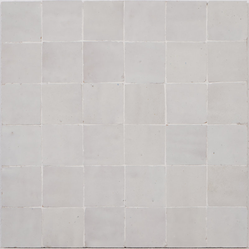 Zellige 12 in. x 12 in. Grid Honed Tile, Off-White