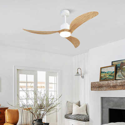 Ventilateur de plafond de 52 po avec télécommande à DEL à intensité variable, moteur à courant continu silencieux à 6 vitesses, ventilateur de plafond réversible à hauteur ajustable (tige 3 pièces), pour patio, salon, chambre à coucher, bureau,
