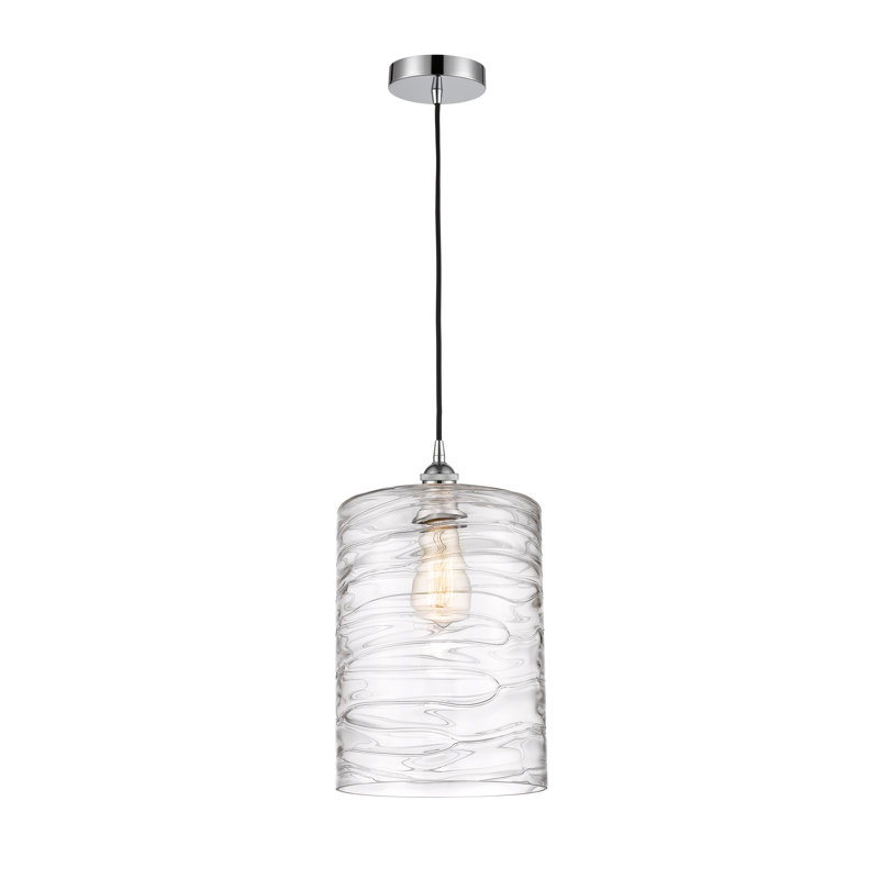 Karon 1 - Light Single Pendant, Polished Chrome, Clear Deco Swirl