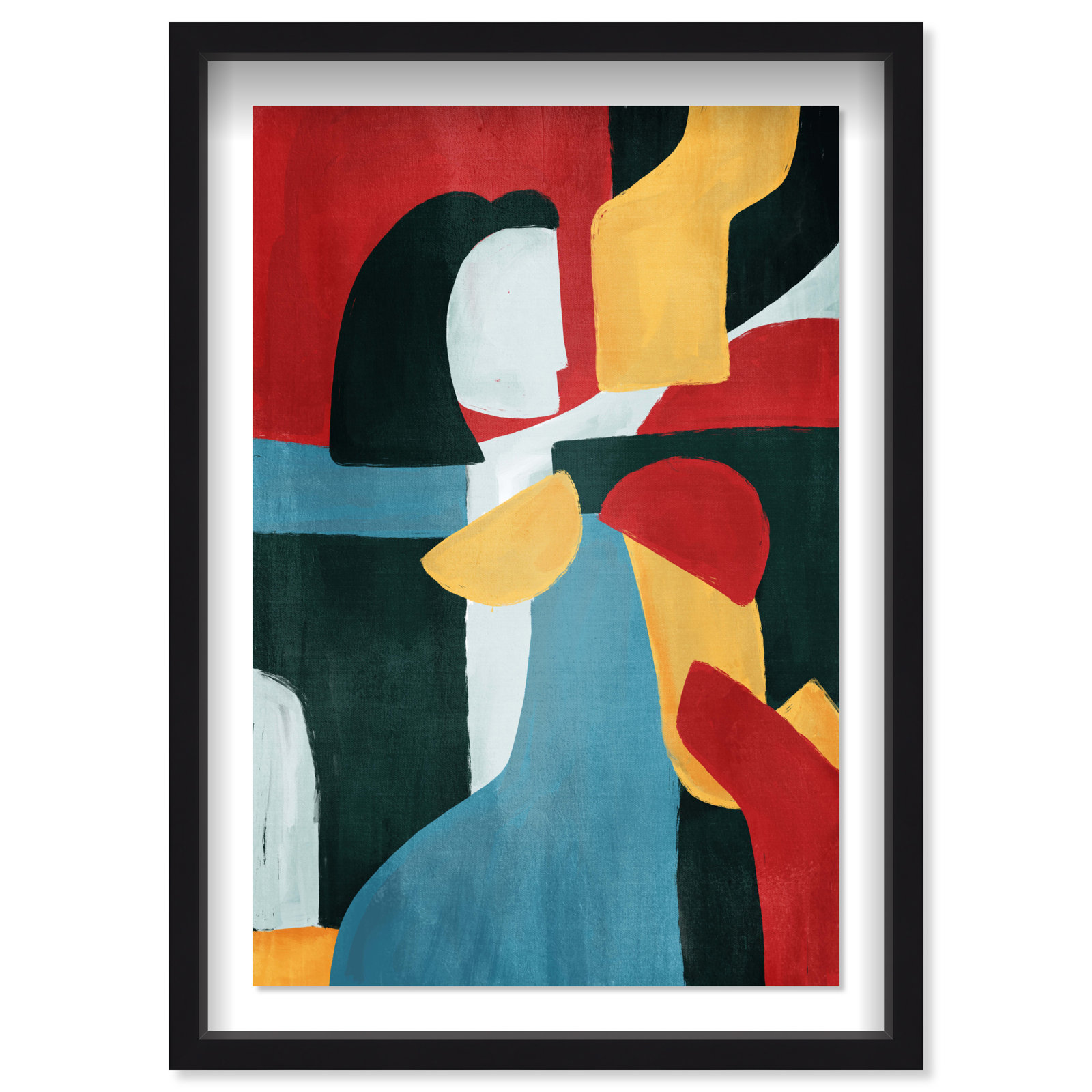 Colorful Abstract Couple, Black, 16" H x 11" W