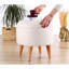 Pouf bohémien scandinave, couleur crème, 15,7 po de diamètre x 16,5 po de hauteur | 50% coton / 50% velours, 35 éponges orthopédiques, pieds en bois durables | Sièges élégants et confortables pour la décoration intérieure-130080326