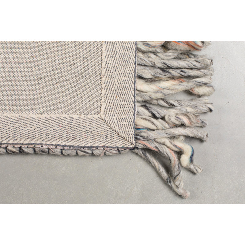 Frills Wool Striped Area Rug in Blue/Gray