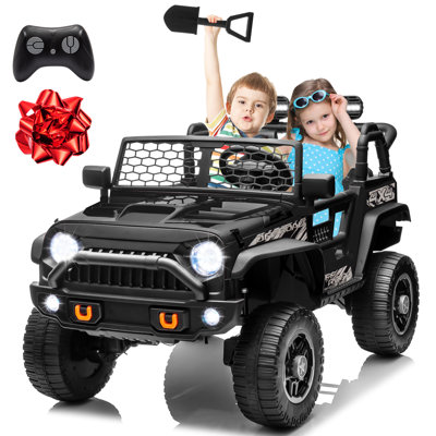 Voiture 2 places 24V XL pour enfants, 4 roues motrices / 2 roues motrices, télécommande / télécommande, 4 moteurs puissants de 200 W, Halloween, cadeaux de Noël