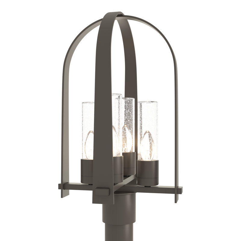 Tête de lanterne câblée à 4 lumières H 21,5 po Triomphe, Transparent avec grains, Fumée noire côtière