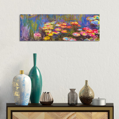 Water Lilies by Claude Monet - Floater Frame Panoramic Painting on Canvas
