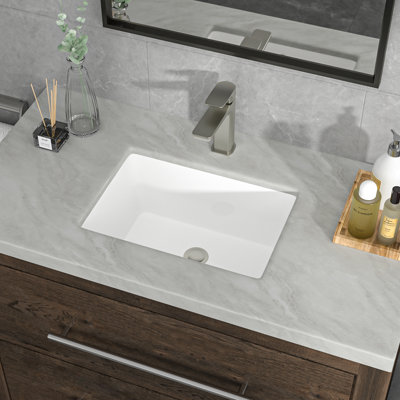 Lavabo de salle de bain rectangulaire encastré en céramique blanche 18 po x 12 po Mocoloo