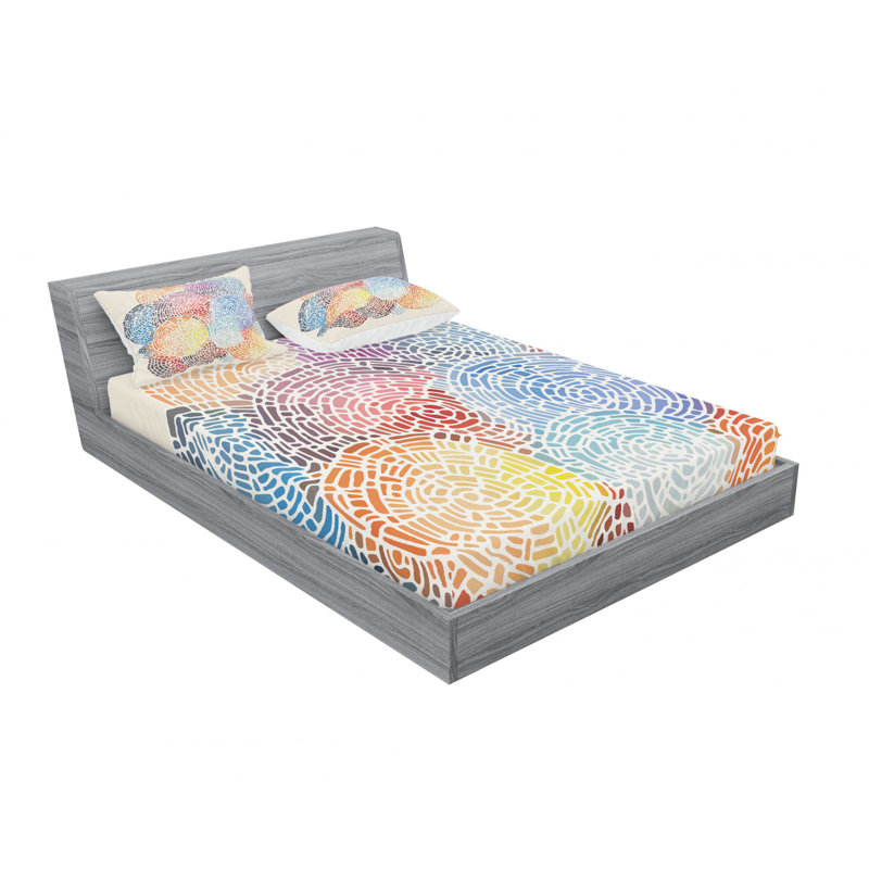 Ensemble de draps à motif mosaïque, Ensemble de draps pour lit double avec un drap-hou