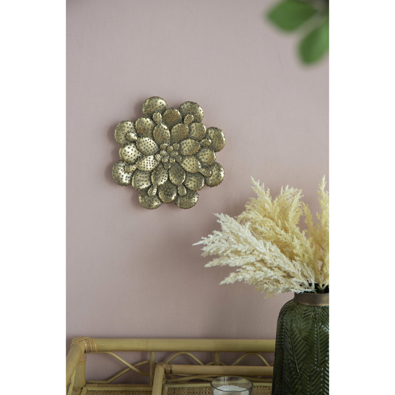10X1.6" Succulent Wall Plaque In Gold - 1.5Lbs Weight, Resin & Metal, Adds Style To Home 1.65 In. Width, 10.05 Depth, Chic