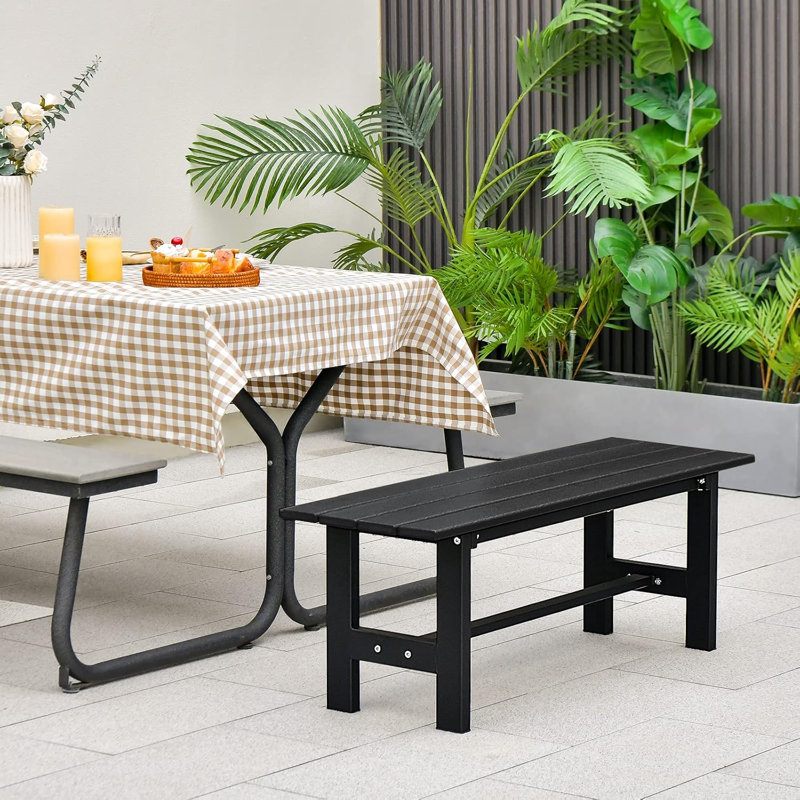 High-Density Polyethylene (HDPE) Outdoor Bench, Black
