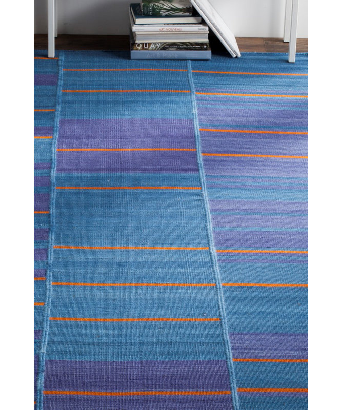Aghvarth Wool Blue Area Rug, Rectangle 4' x 6'