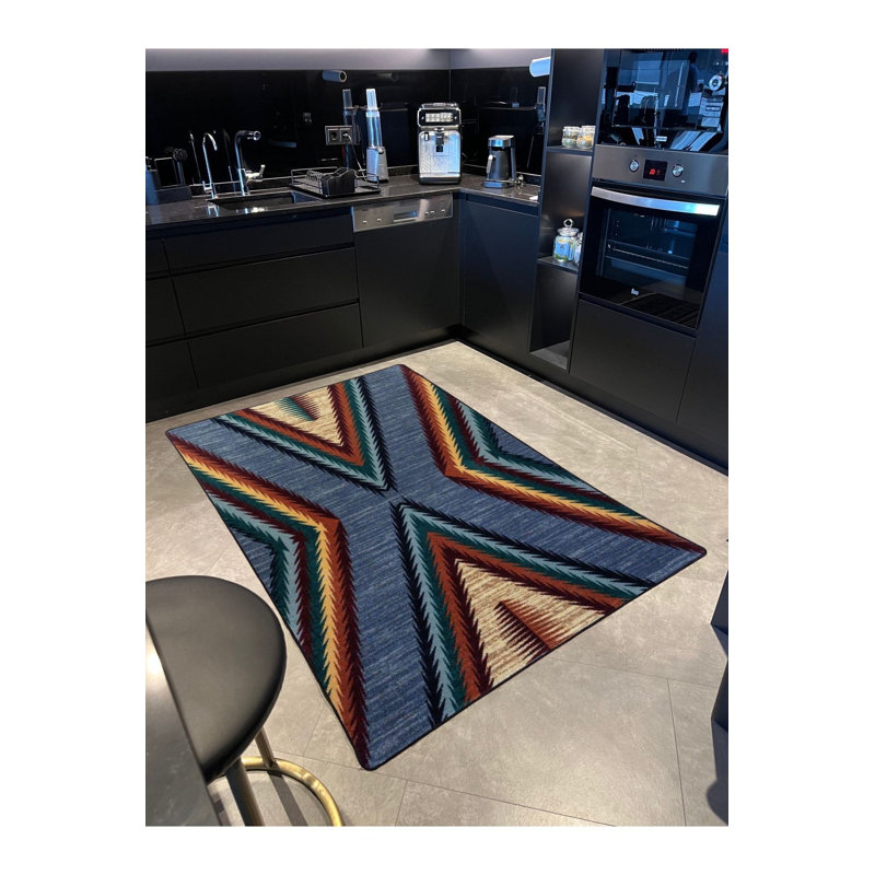 Tapis lavable multicolore à motif géométrique, Sous-tapis rectangulaire 3 pi 11 po x 5 pi 11 po i