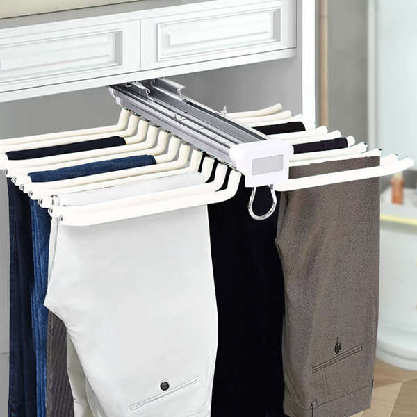 Amazon.com: Pull Out Closet Pants Rack Trousers Hanger, Retractable  Wardrobe Clothes Drying Rack for Cabinet Inner Width 23.6
