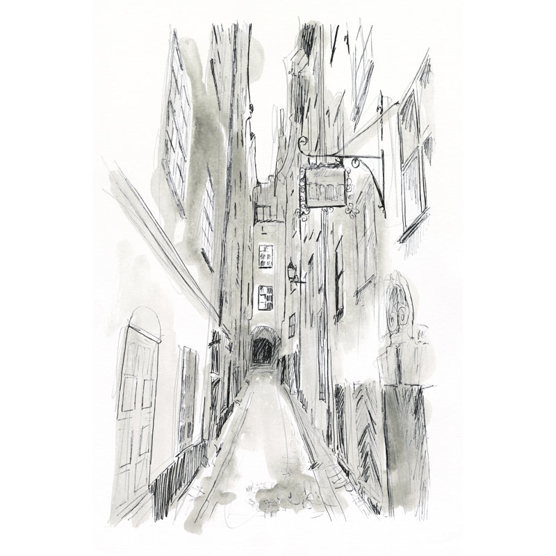 Croquis de la ville européenne I, H 30 po x l 20 po x P 1,25 po
