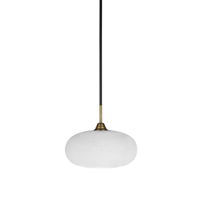 Ahern Stem Hung Pendant Shown In Matte Black & Brass Finish With 13" Glass