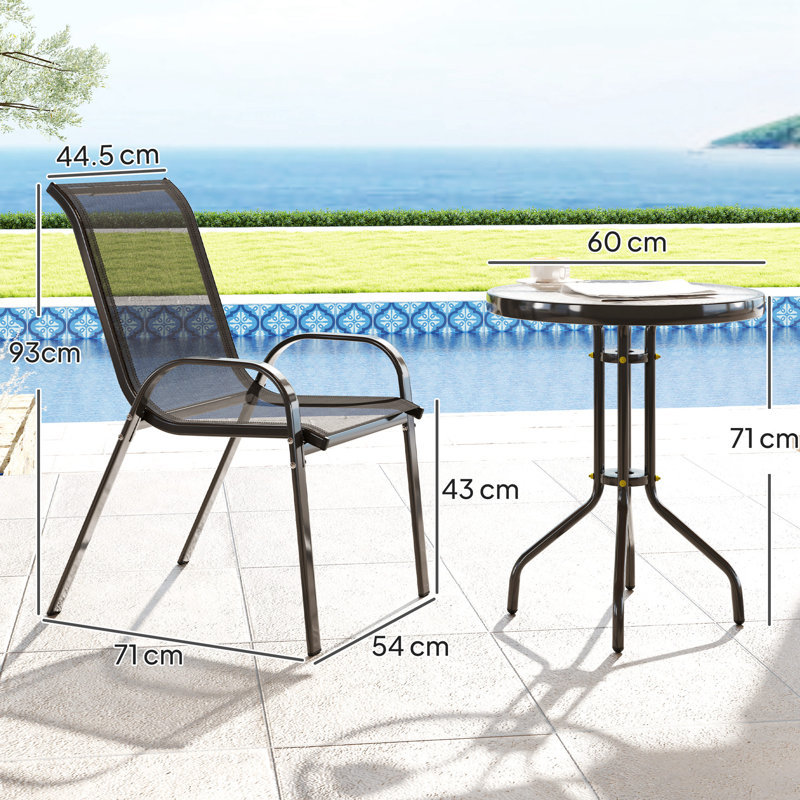 Round 3 - Piece 2 - Person 60Cm L Outdoor Bistro Set, Black