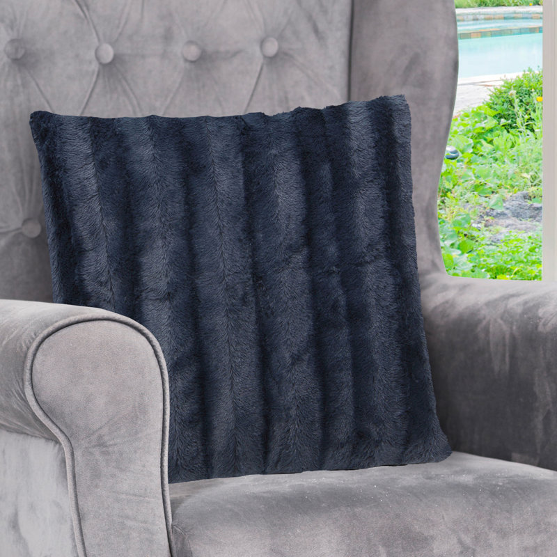 Housse de coussin en similifourrure, 18 po x 18 po, Bleu