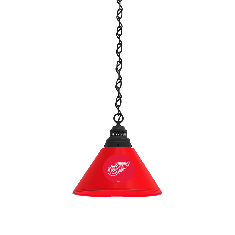 Luminaire suspendu conique 1 lumière NHL, Noir, Detroit Red Wings
