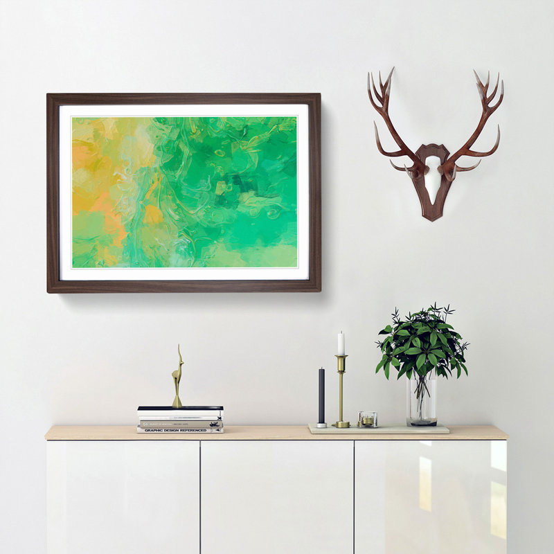 Hold Me in Abstract - Picture Frame Painting Print, 27cm H x 36cm W x 2cm D, Walnut Framed