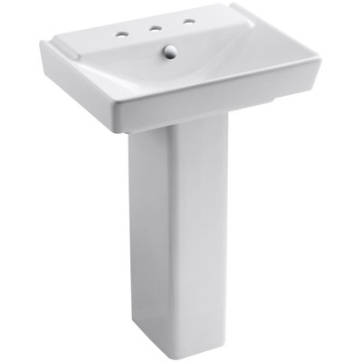 Reve Ceramic Pedestal Bathroom Sink with Overflow