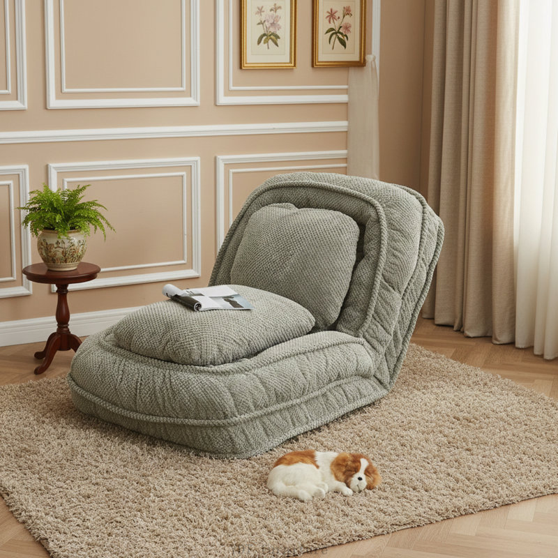 Foldable Lazy Sofa Couch (Pink), Pink Polyester