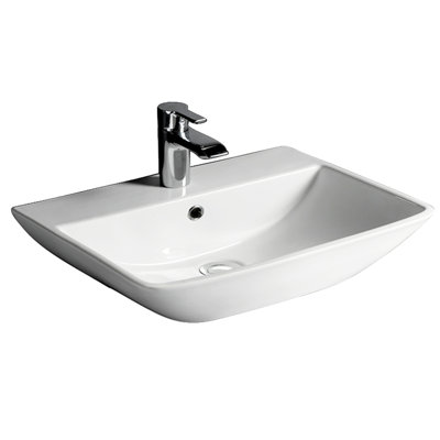 Lavabo de salle de bain mural rectangulaire en porcelaine vitreuse avec trop-plein Summit