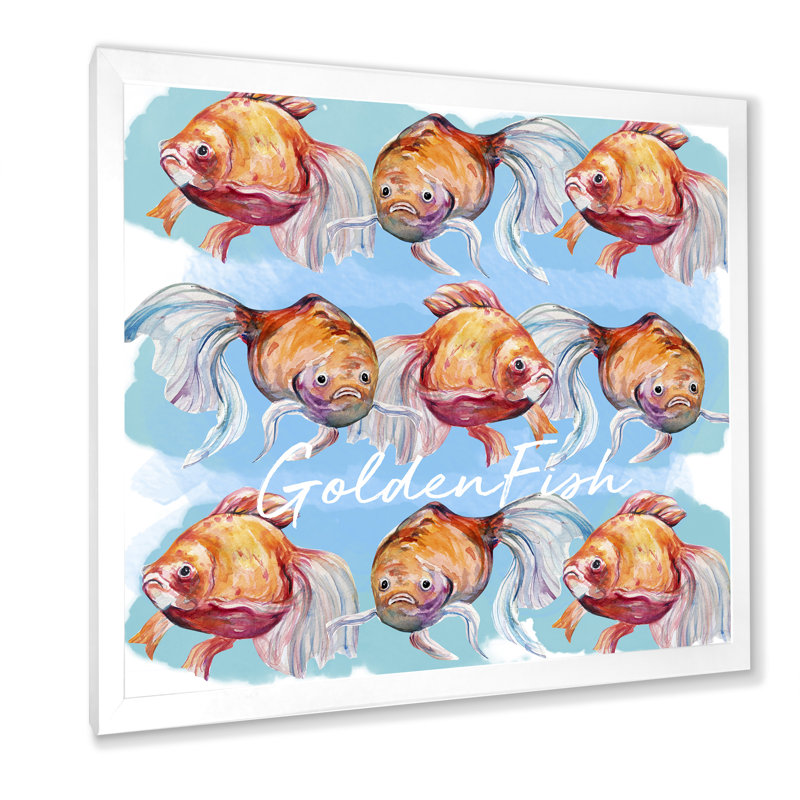 " Fish III ", 16" H x 16" W x 1" D, White Picture Framed