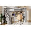Lit mezzanine double gris avec garde-robe intégrée, espace de travail spacieux, tablettes et lumière DEL confortable, pour bureau de taille de chambre à coucher, bande grise, organisation intelligente pour les espaces compacts
