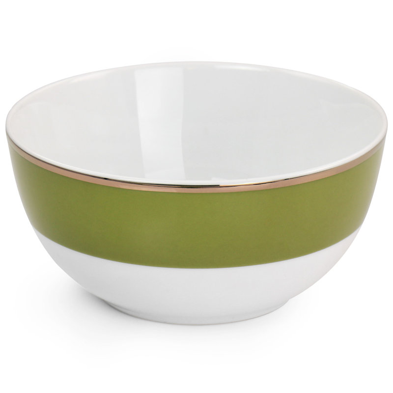 Green and Gold Rimmed 12-Piece Ceramic Dinnerware Set