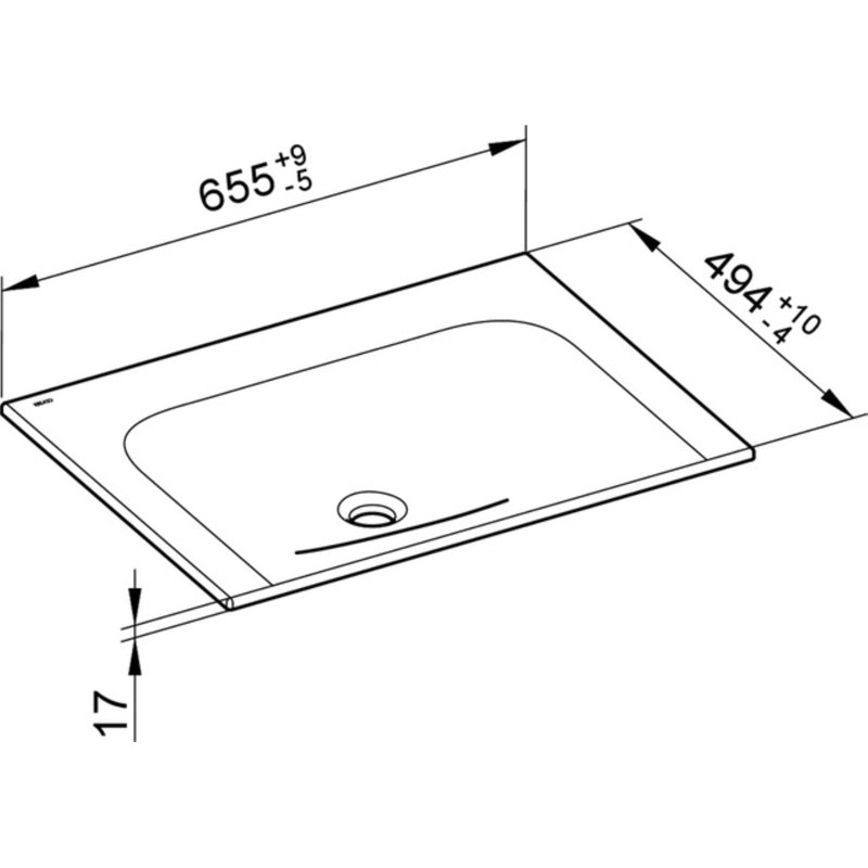 Keuco 49.4mm W White Ceramic Rectangular Sink, 65 x 49 x 2 mm