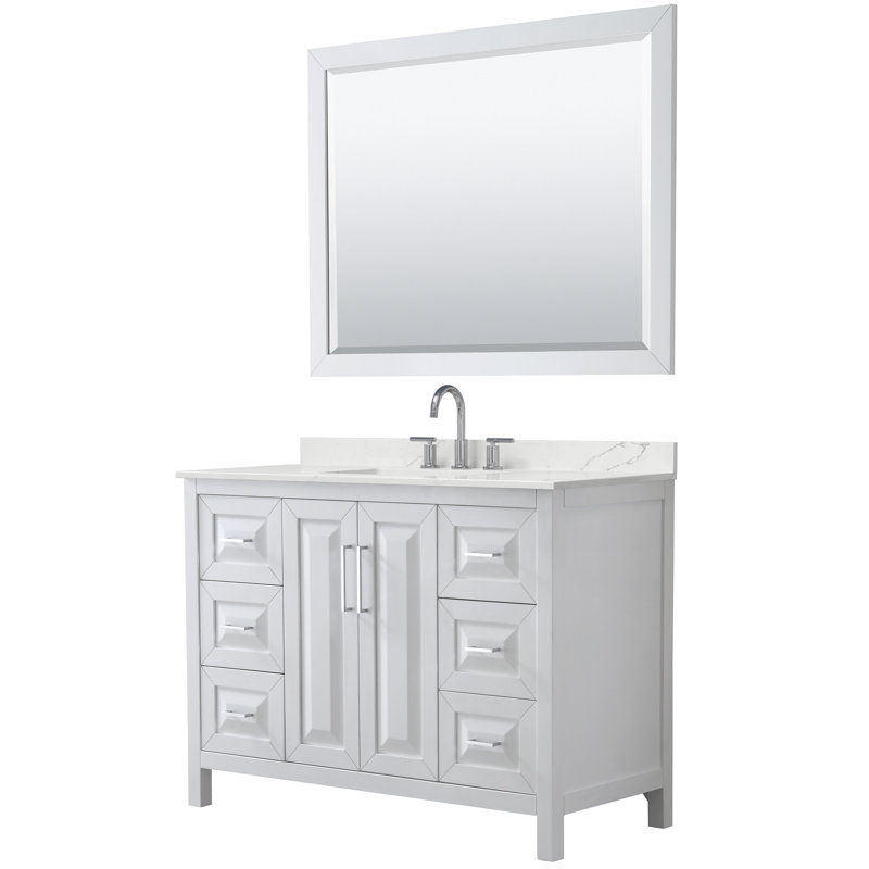 Daria 48'' W Vanity, Polished Chrome, White, Giotto Quartz