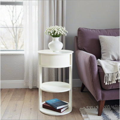 Table d'appoint ronde d'intérieur en métal à 3 niveaux avec armoire à porte coulissante