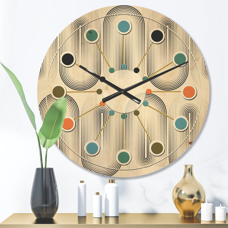 Horloge murale courbée en forme d'ornement géométrique minimal I, Petit