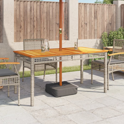 Bay Isle Home? Patio Table Poly Rattan Acacia Wood