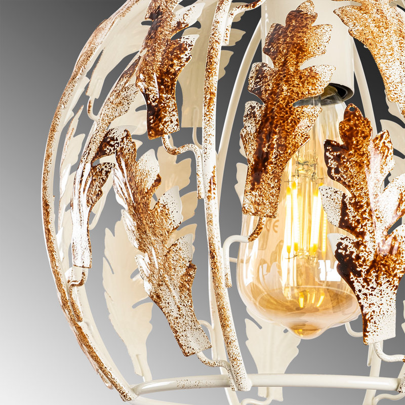 Luminaire suspendu sphère 1 lumière Mebane, Crème