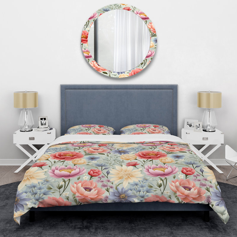 Pastel Garden Floral Happiness - Ensemble de housse de couette à motif floral