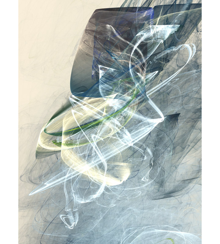 Bluish Print by Rica Belna, 21.25" H x 17.25" W, Black Framed Paper