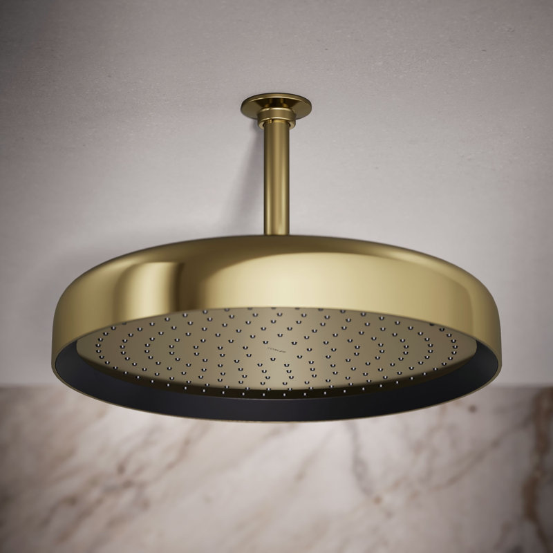 Statement 14" Single-Function Wall or Ceiling-Mount Round Rainhead, Round Rain Showerhead 2.5 GPM, Vibrant French Gold