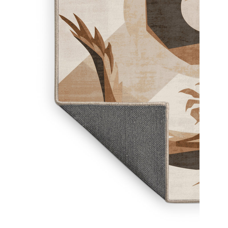 Tapis moelleux doux d'inspiration mondiale Nikolas - reliure beige, 8 x 12