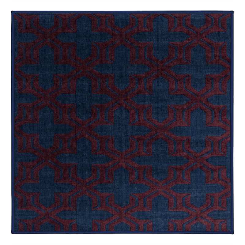 Machine Washable Trellis Gray Area Rug, Square 4'