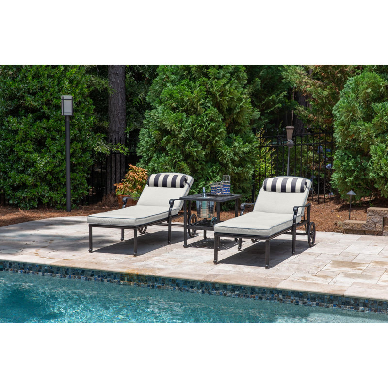 Coussin décontracté pour chaise longue d'extérieur à coussin, rayé Sunbrella résistant à la décoloration pour chaises longues et fauteuils inclinables de piscine, l 19 po x L 8,5 po, épaisseur de 3,25 po, housse amovible, bleu marine Maxim