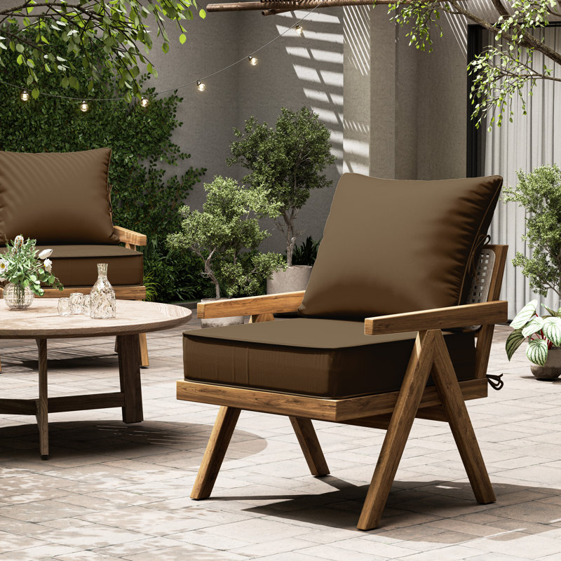 Outdoor Deep Seating Cushion Set Indoor And Outdoor Seat / Back Cushion, 24" W x 24" D, Chocolate
