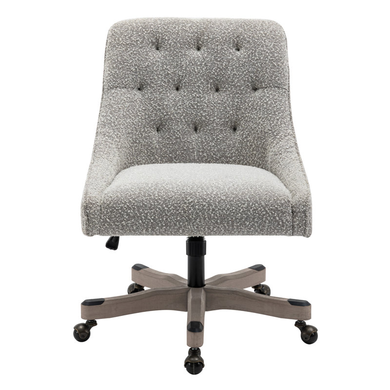Tindal High Back White Boucle Fabric Swivel Office Chair
